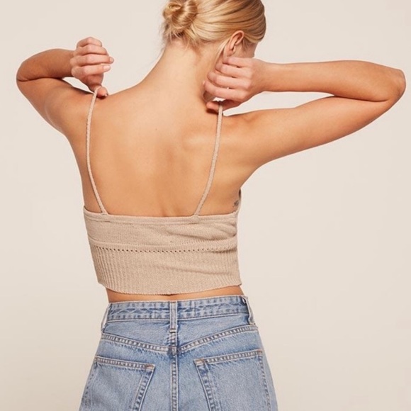 Reformation Palms Knit Crop Top in Sand Medium - Picture 3 of 6